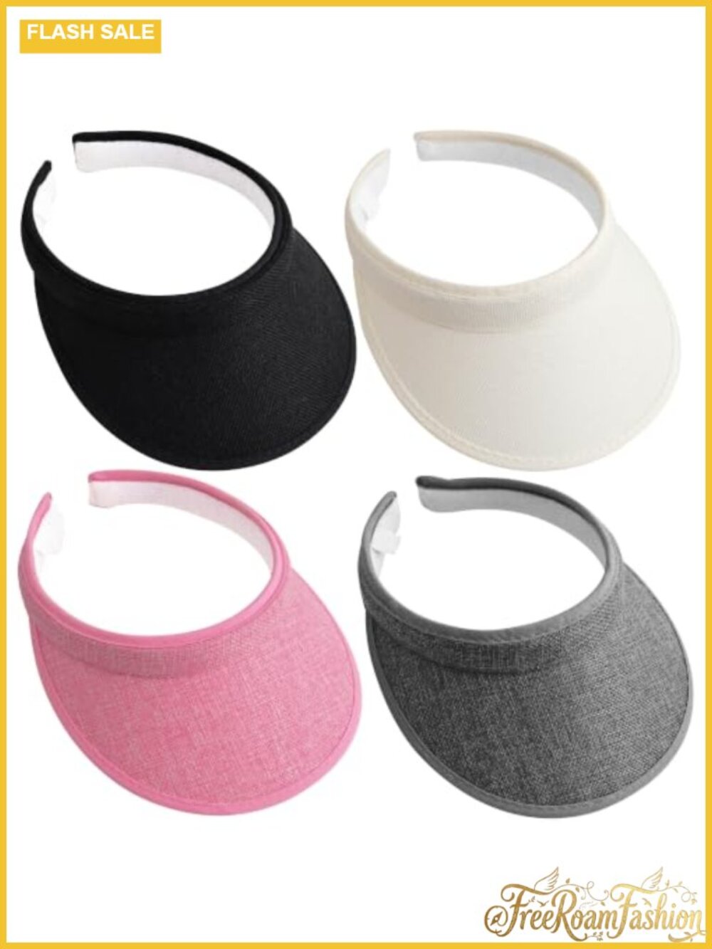 4 Pack Clip On Sun Visor Hats Open Back Ponytail Adjustable Sport Outdoor